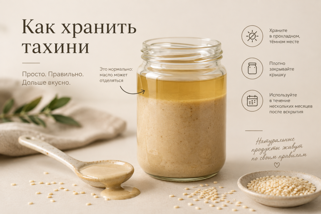 баночка тахини с отделившимся маслом